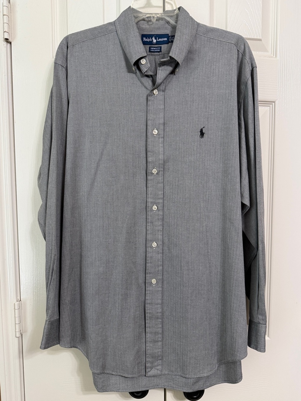 Ralph Lauren Men's Size Large Gray Long-Sleeve Button-Down Shirt